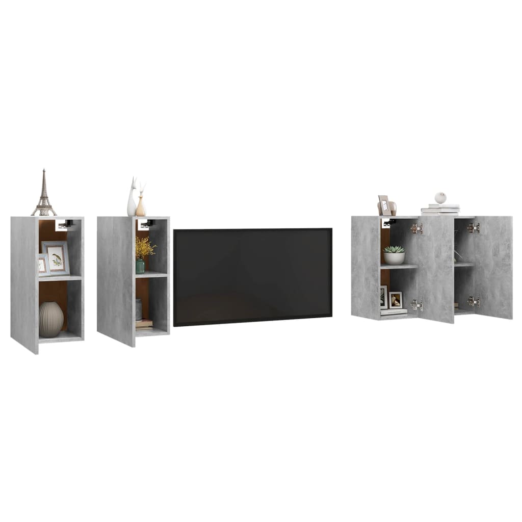 vidaXL Meubles TV 4 pcs Gris béton 30,5x30x60 cm Bois d'ingénierie