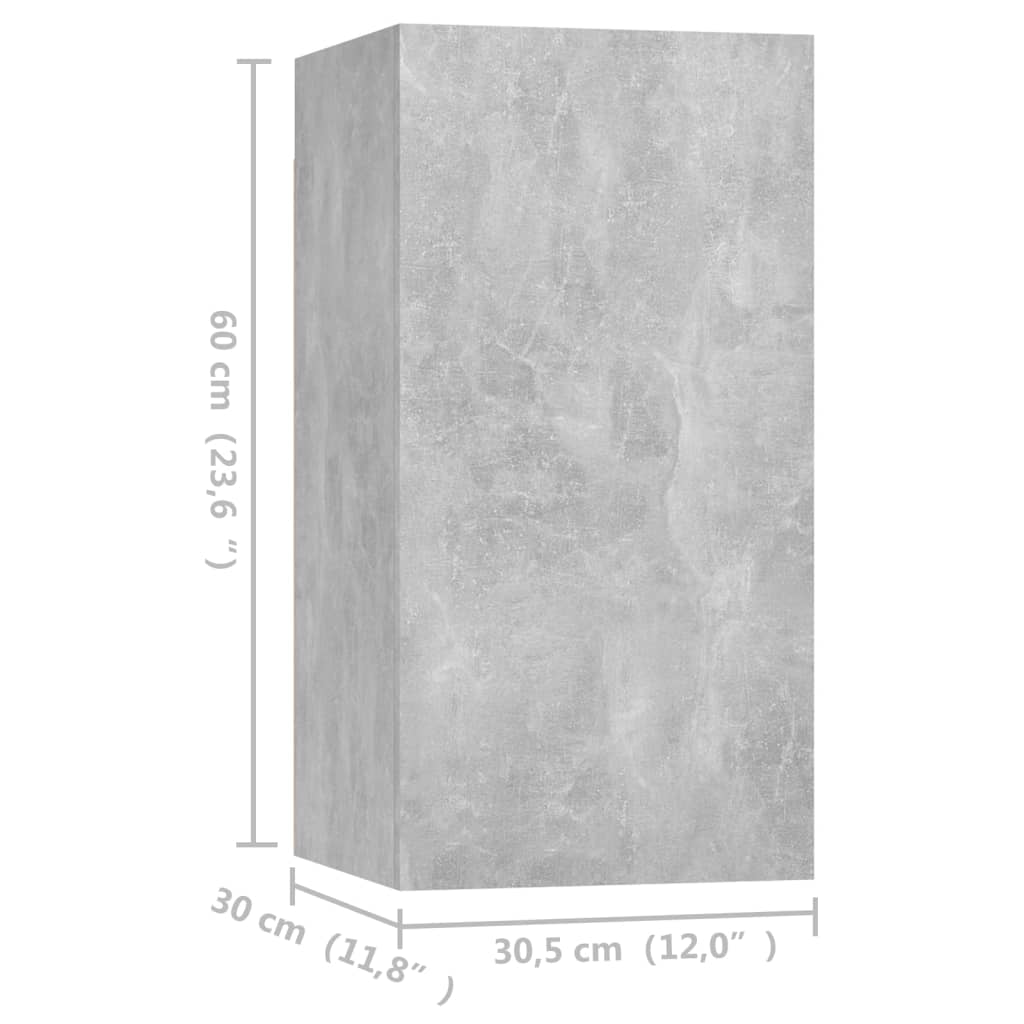 vidaXL Meubles TV 4 pcs Gris béton 30,5x30x60 cm Bois d'ingénierie