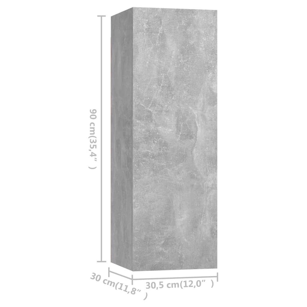 vidaXL Meubles TV 4 pcs Gris béton 30,5x30x90 cm Aggloméré