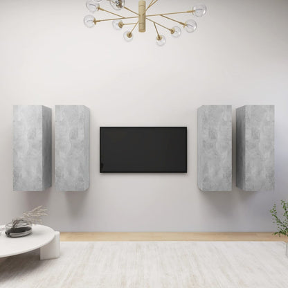vidaXL Meubles TV 4 pcs Gris béton 30,5x30x90 cm Aggloméré
