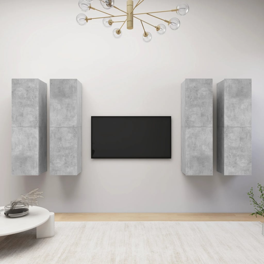vidaXL Meubles TV 4 pcs Gris béton 30,5x30x110 cm Bois d'ingénierie