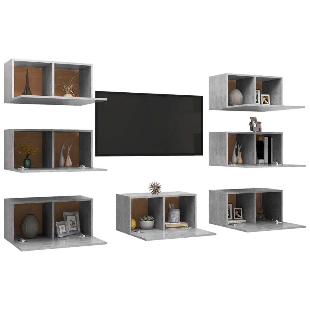 vidaXL Meubles TV 7 pcs Gris béton 30,5x30x60 cm Bois d'ingénierie