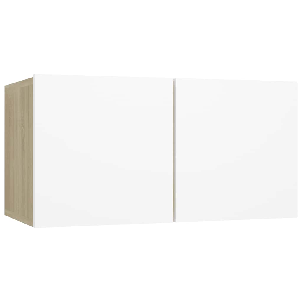 vidaXL Meuble TV 3 pcs Blanc chêne sonoma Aggloméré