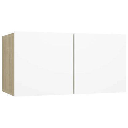 vidaXL Meuble TV 3 pcs Blanc chêne sonoma Aggloméré