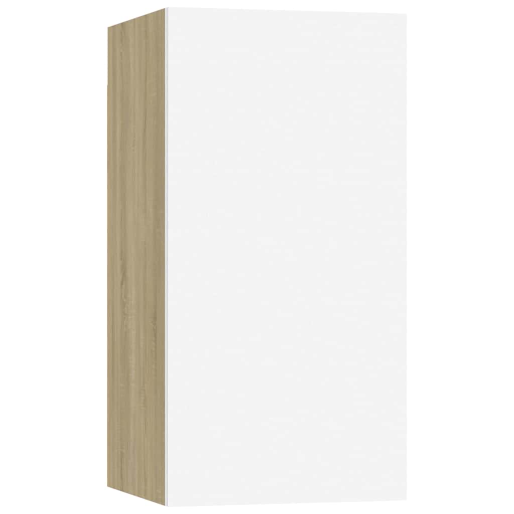 vidaXL Meuble TV 3 pcs Blanc chêne sonoma Aggloméré