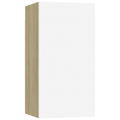 vidaXL Meuble TV 3 pcs Blanc chêne sonoma Aggloméré