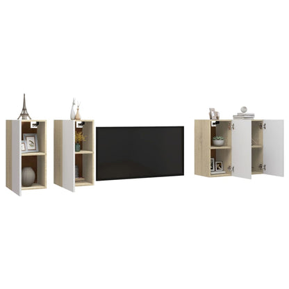 vidaXL Meubles TV 4 pcs Blanc Chêne Sonoma 30,5x30x60 cm Bois d'ingénierie