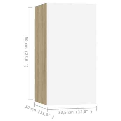 vidaXL Meubles TV 4 pcs Blanc Chêne Sonoma 30,5x30x60 cm Bois d'ingénierie