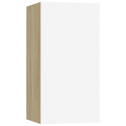 vidaXL TV-Schränke 7 Stk. Weiß Sonoma-Eiche 30,5x30x60cm Holzwerkstoff