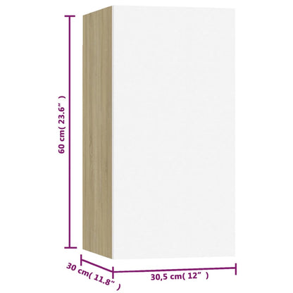 vidaXL TV-Schränke 7 Stk. Weiß Sonoma-Eiche 30,5x30x60cm Holzwerkstoff