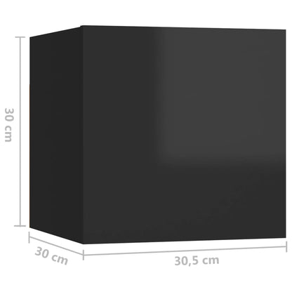 vidaXL Meubles TV muraux 8 pcs Noir brillant 30,5x30x30 cm
