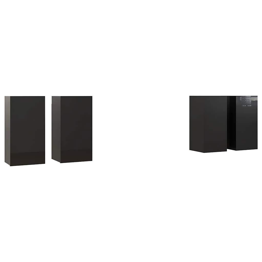 vidaXL Meubles TV 4 pcs Noir brillant 30,5x30x60 cm Bois d'ingénierie