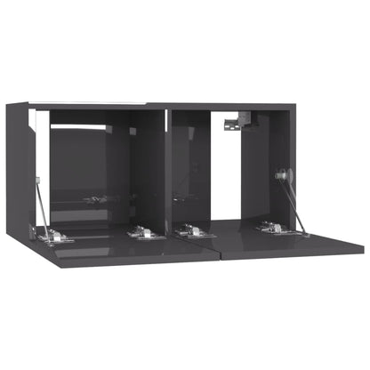 vidaXL Meubles TV 4 pcs Gris brillant 60x30x30 cm Aggloméré