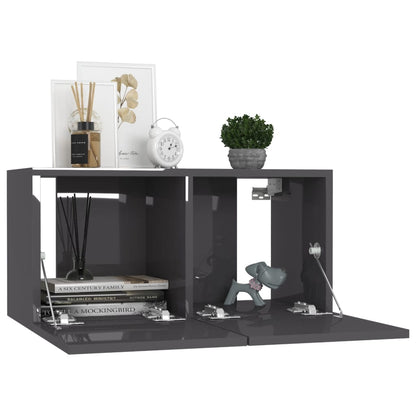 vidaXL Meubles TV 4 pcs Gris brillant 60x30x30 cm Aggloméré