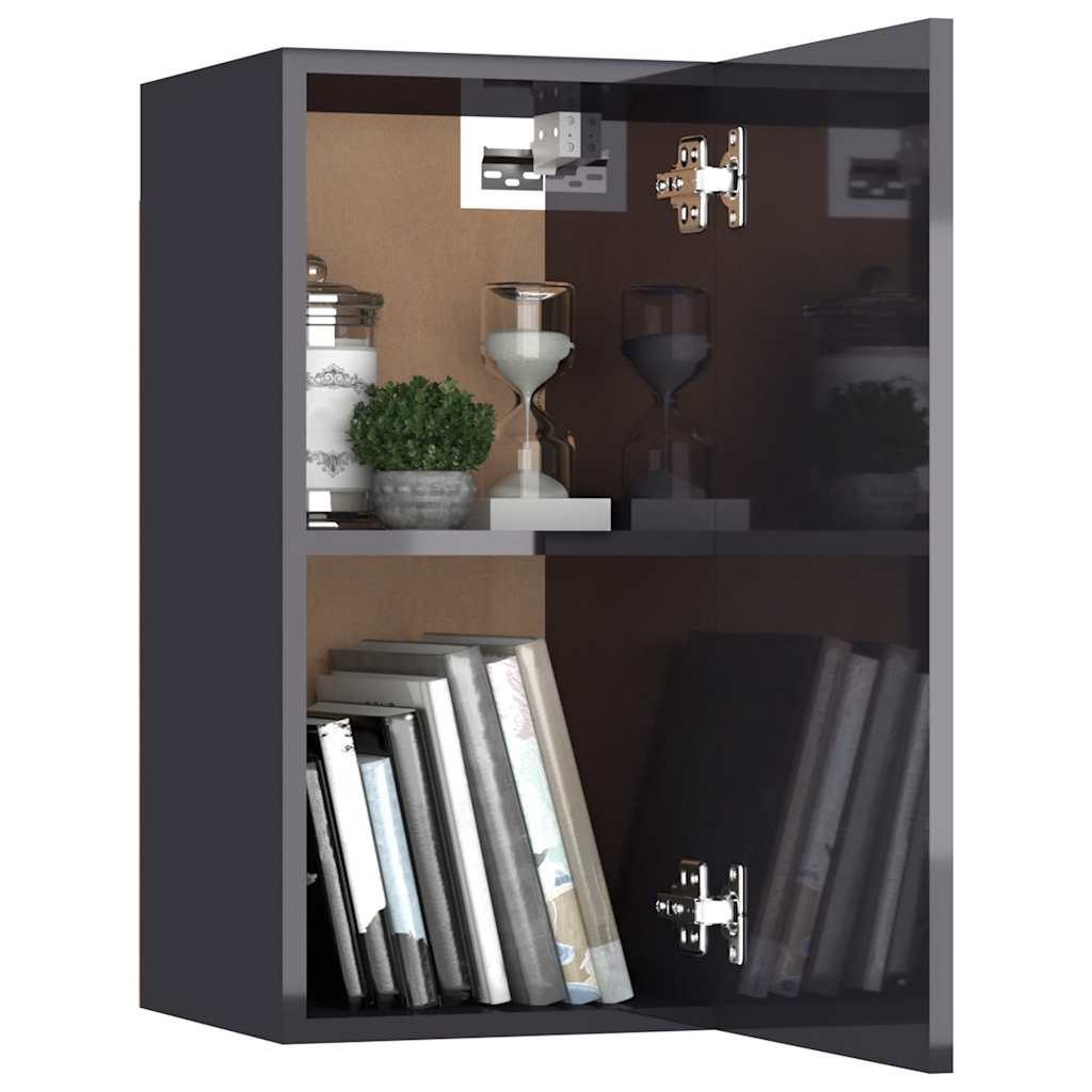 vidaXL Meuble TV 4 pcs Gris brillant Bois d'ingénierie