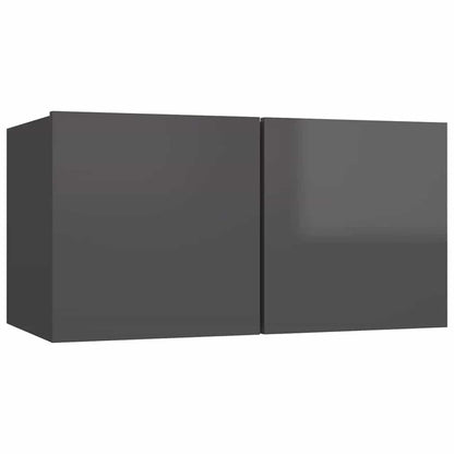 vidaXL Meuble TV 4 pcs Gris brillant Bois d'ingénierie