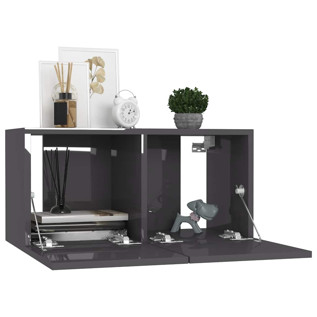 vidaXL 5-tlg. TV-Schrank-Set Hochglanz-Grau Holzwerkstoff