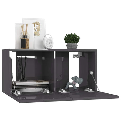 vidaXL 5-tlg. TV-Schrank-Set Hochglanz-Grau Holzwerkstoff