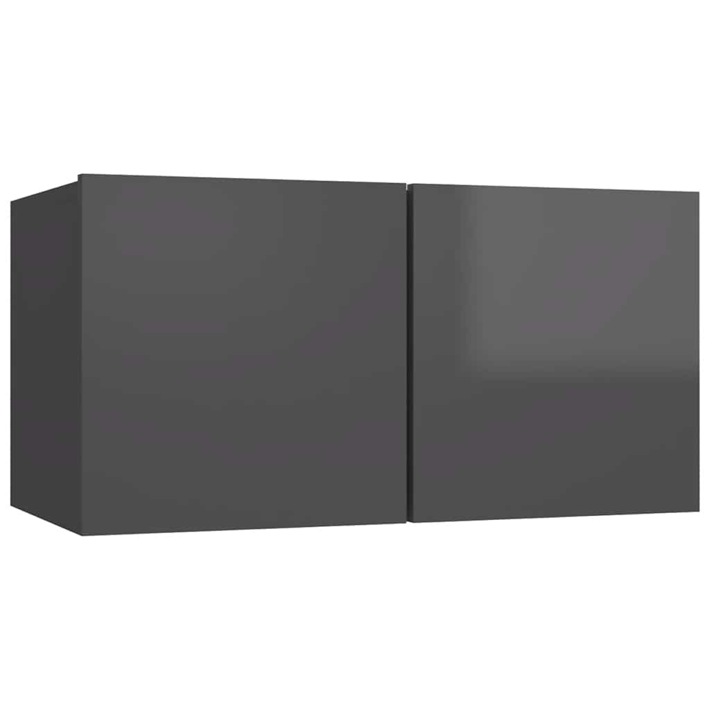 vidaXL 5-tlg. TV-Schrank-Set Hochglanz-Grau Holzwerkstoff