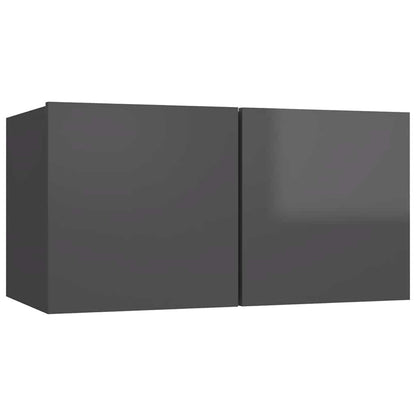 vidaXL 5-tlg. TV-Schrank-Set Hochglanz-Grau Holzwerkstoff