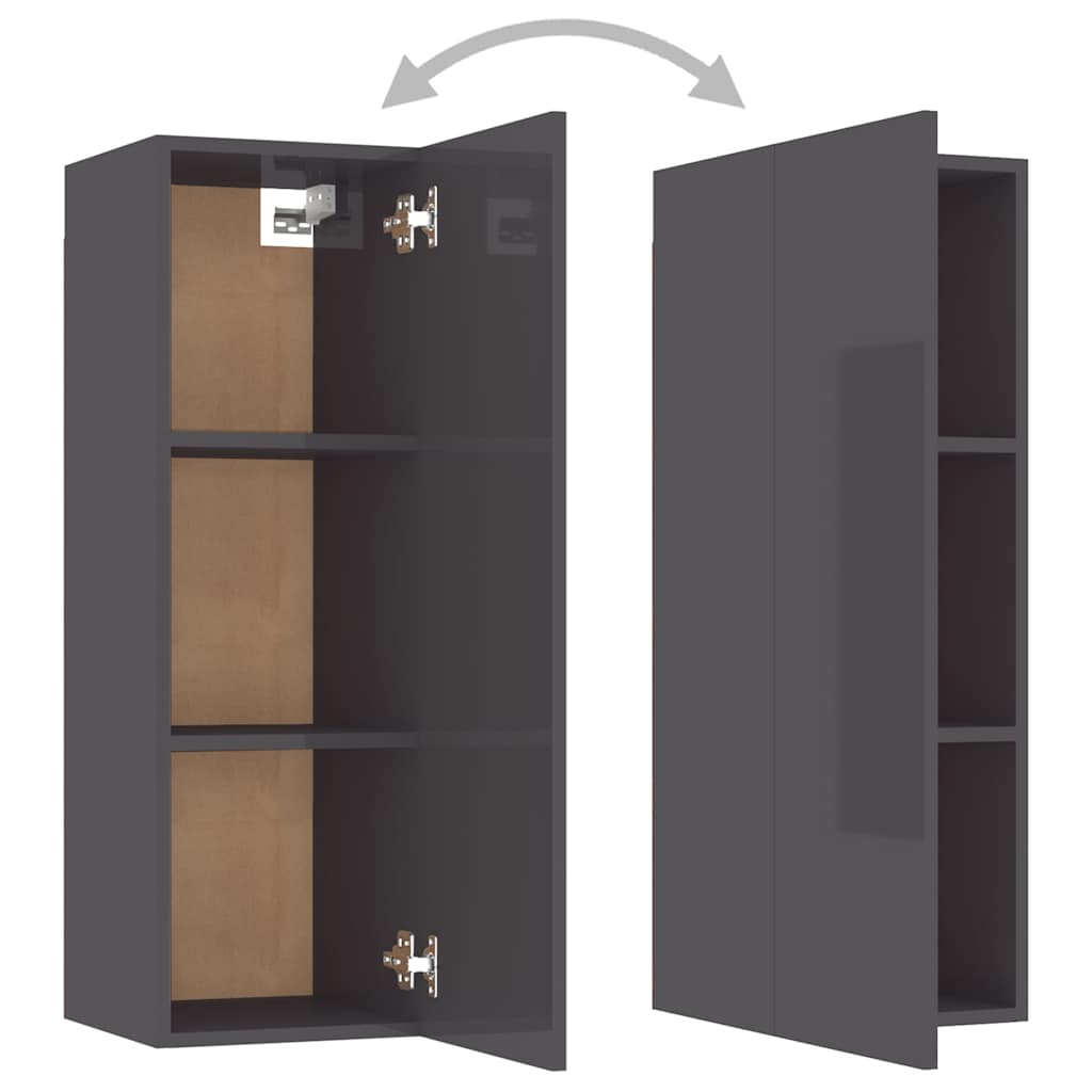 vidaXL 5-tlg. TV-Schrank-Set Hochglanz-Grau Holzwerkstoff