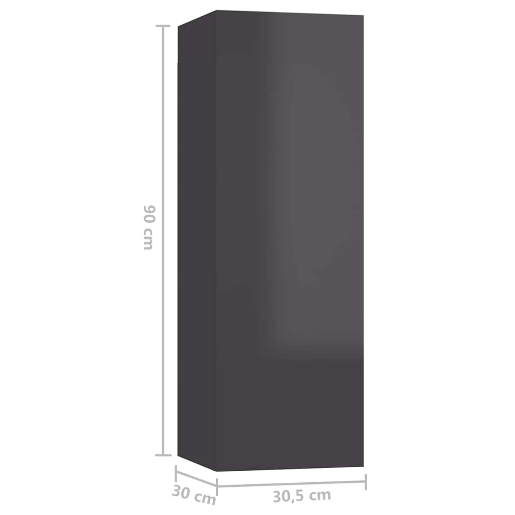 vidaXL 5-tlg. TV-Schrank-Set Hochglanz-Grau Holzwerkstoff