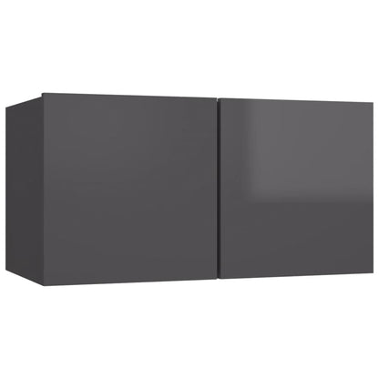 vidaXL Ensemble de meubles TV 10 pcs Gris brillant en bois d'ingénierie