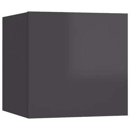 vidaXL Ensemble de meubles TV 10 pcs Gris brillant en bois d'ingénierie