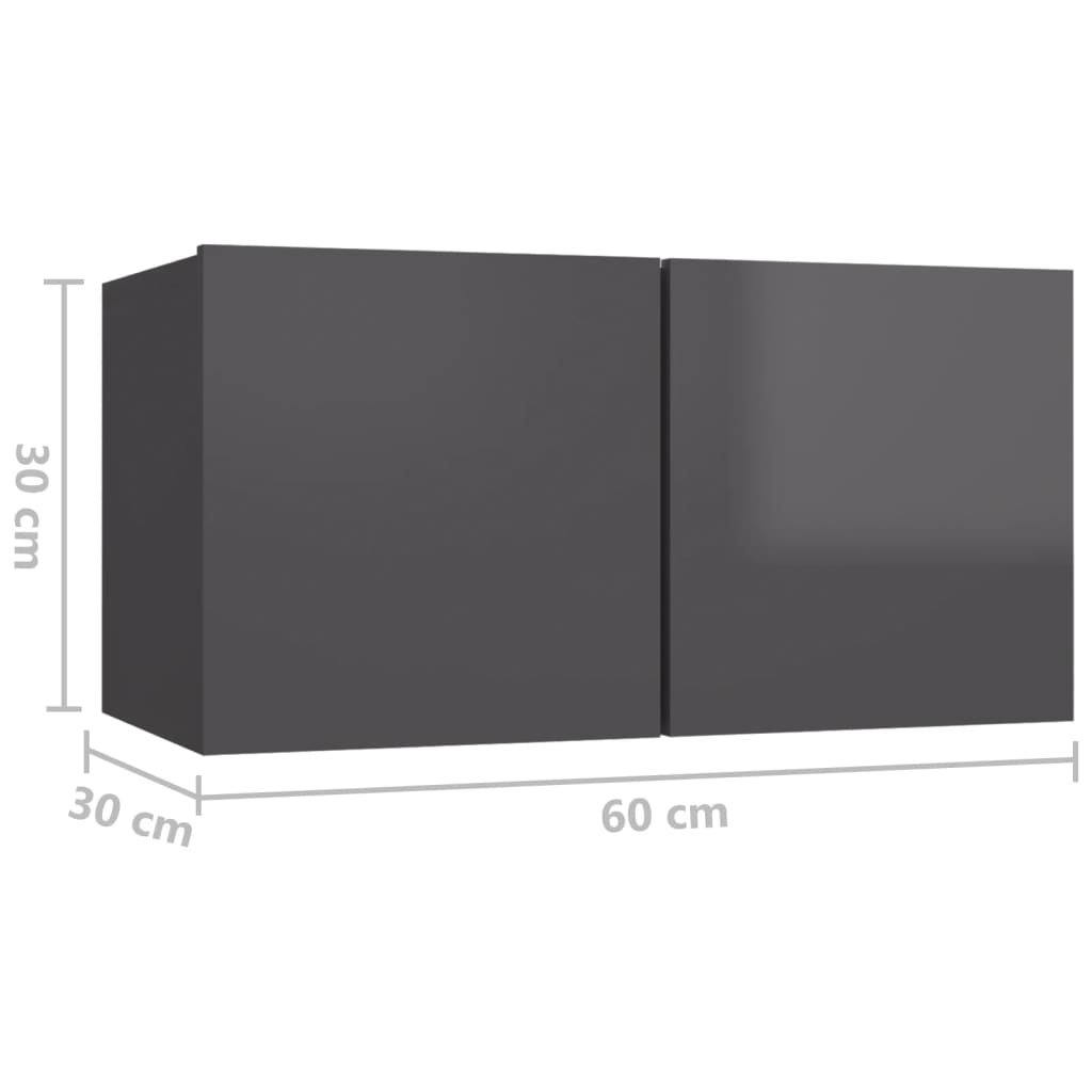 vidaXL Ensemble de meubles TV 10 pcs Gris brillant en bois d'ingénierie