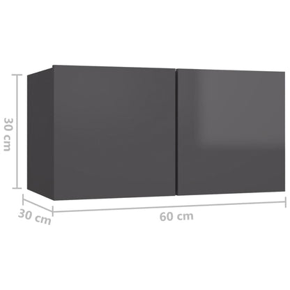 vidaXL Ensemble de meubles TV 10 pcs Gris brillant en bois d'ingénierie