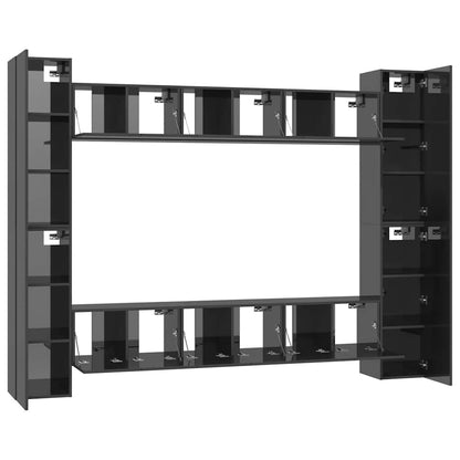 vidaXL Ensemble de meubles TV 10 pcs Gris brillant Bois d'ingénierie