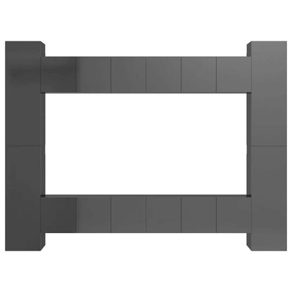 vidaXL Ensemble de meubles TV 10 pcs Gris brillant Bois d'ingénierie