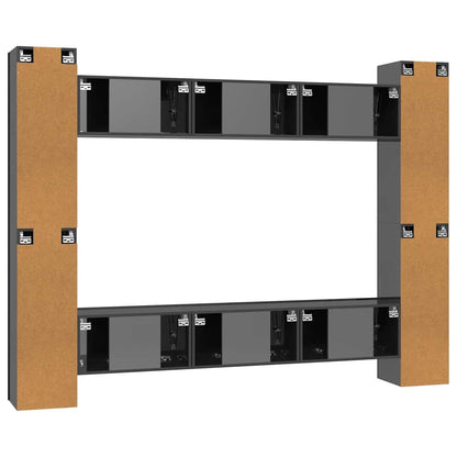 vidaXL Ensemble de meubles TV 10 pcs Gris brillant Bois d'ingénierie