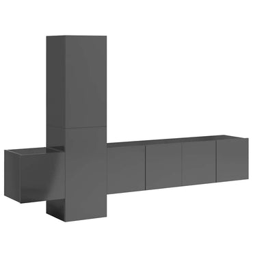vidaXL Meuble TV 5 pcs Gris brillant Bois d'ingénierie