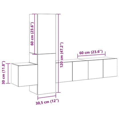 vidaXL Meuble TV 5 pcs Gris brillant Bois d'ingénierie