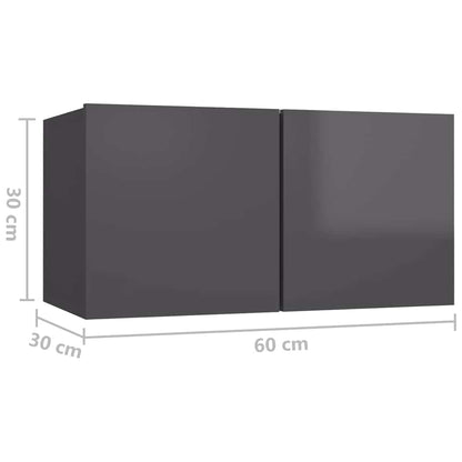 vidaXL Meuble TV, 6 pcs, Gris brillant, Aggloméré