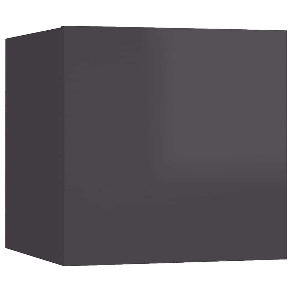 vidaXL Meuble TV, 6 pcs, Gris brillant, Aggloméré