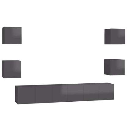 vidaXL Ensemble de 7 meubles TV gris brillant en bois d'ingénierie