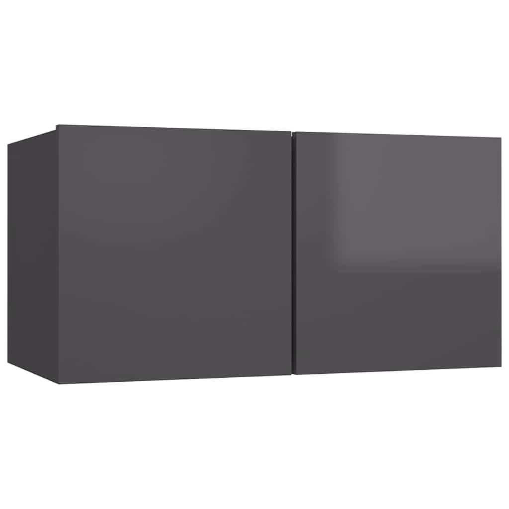 vidaXL Ensemble de 7 meubles TV gris brillant en bois d'ingénierie