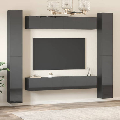 vidaXL Meuble TV, 6 pcs, Gris brillant, Aggloméré