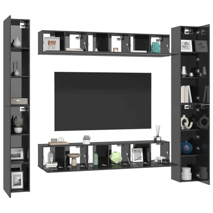vidaXL Meuble TV, 6 pcs, Gris brillant, Aggloméré