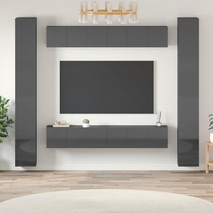 vidaXL Meuble TV, 6 pcs, Gris brillant, Aggloméré