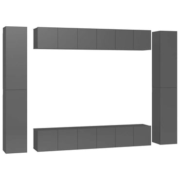 vidaXL Ensemble de meubles TV 10 pcs Gris brillant Aggloméré