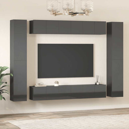 vidaXL Ensemble de meubles TV 10 pcs Gris brillant Aggloméré