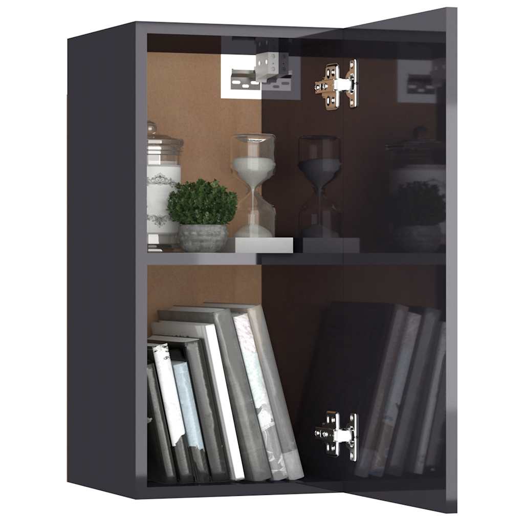 vidaXL Meuble TV, 8 pcs, gris brillant, bois d'ingénierie