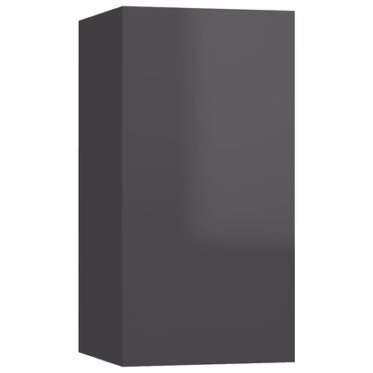 vidaXL Meuble TV, 8 pcs, gris brillant, bois d'ingénierie