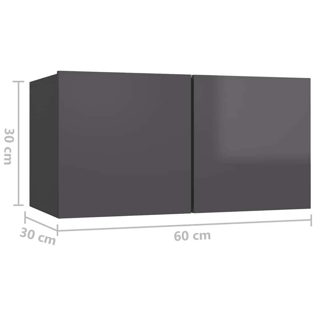 vidaXL Meuble TV, 7 pcs, Aggloméré, Gris brillant