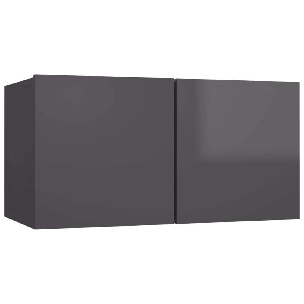 vidaXL 3-tlg. TV-Schrank-Set Hochglanz-Grau Holzwerkstoff