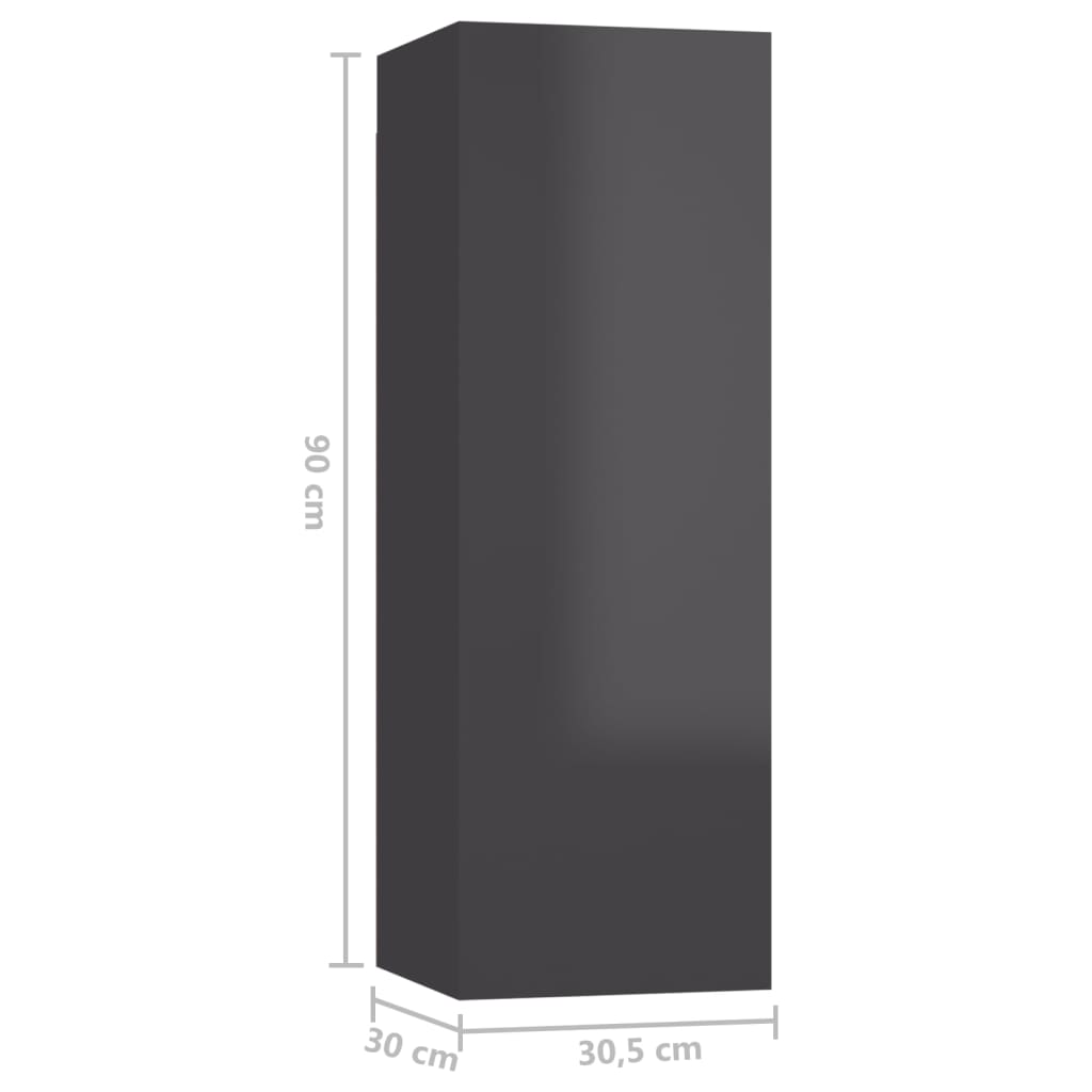 vidaXL 3-tlg. TV-Schrank-Set Hochglanz-Grau Holzwerkstoff