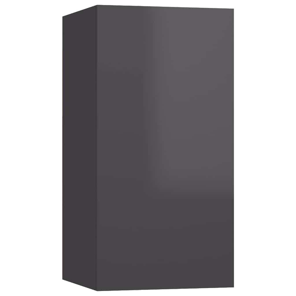 vidaXL Meuble TV 4 pcs Gris brillant Bois d'ingénierie